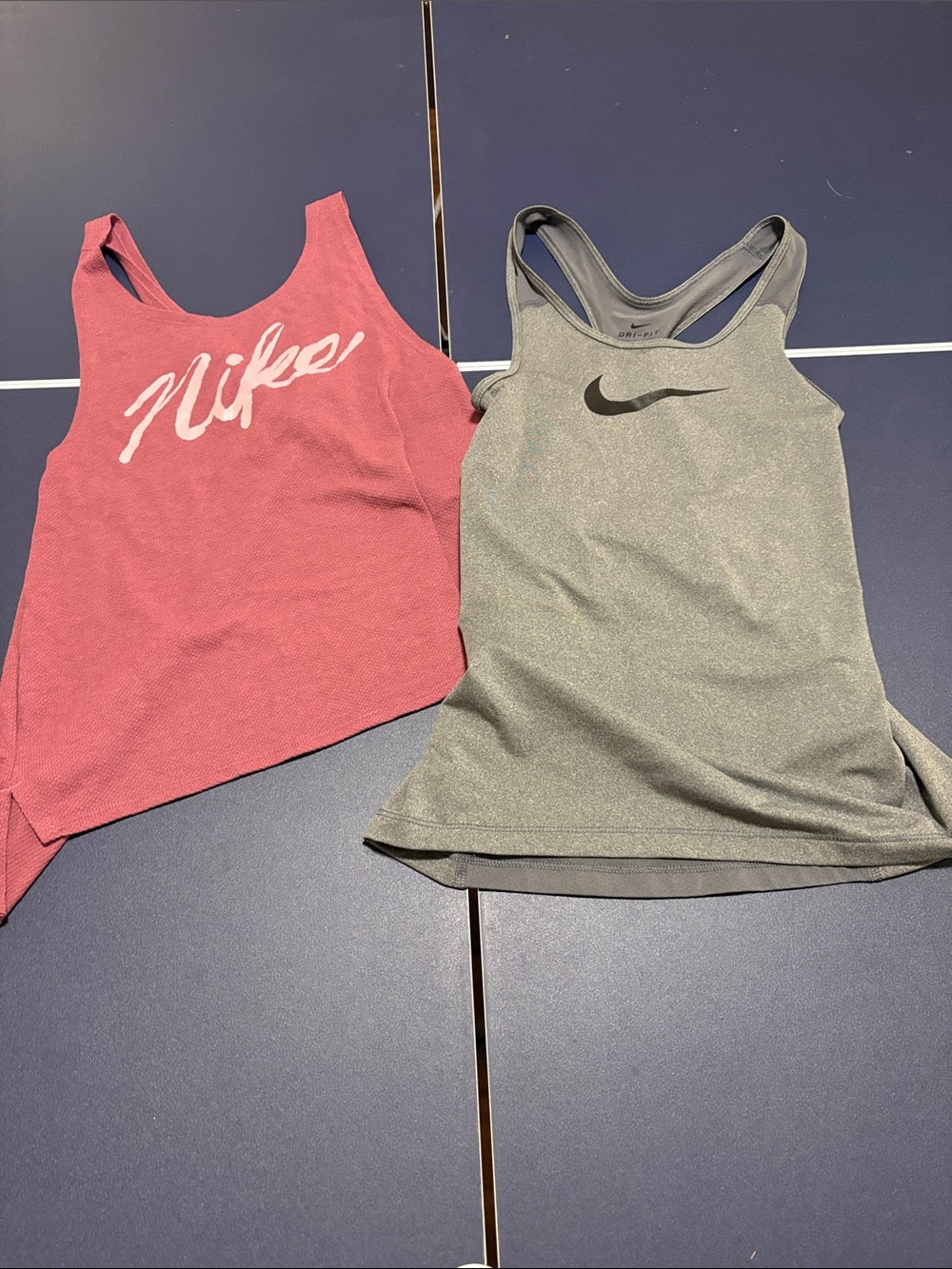 Nike Pink Graphic Tank & Nike Gray Racerback Performance Tank size small
